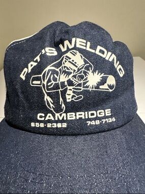 Pat's Welding Cambridge Denim Trucker Hat - Navy & White